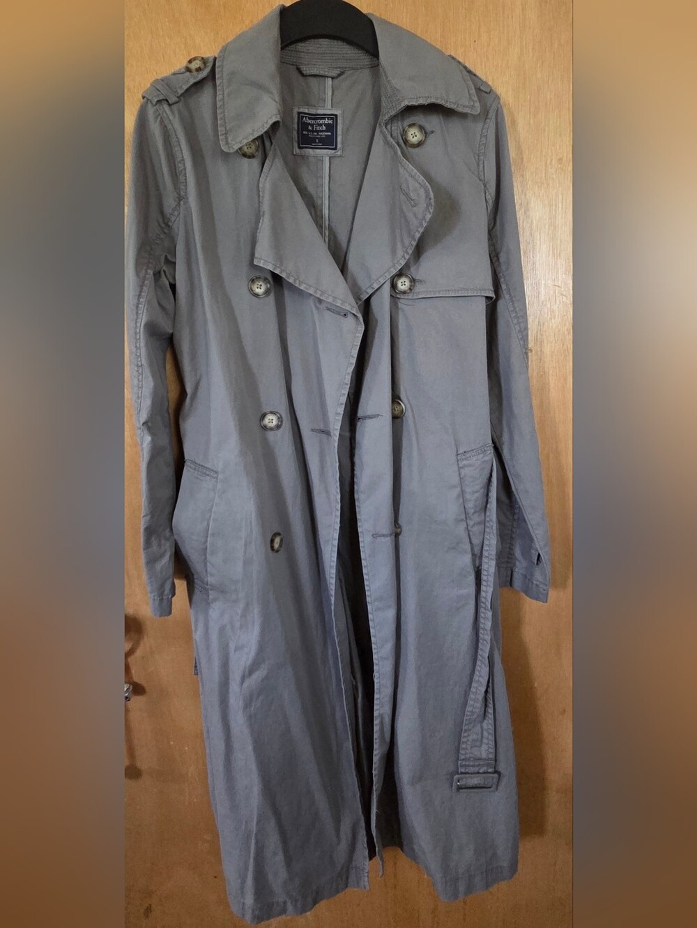 Abercrombie & Fitch Green Double-Breasted Trench Coat